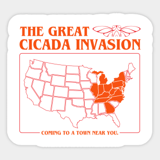 Cicada Invasion Coming to These States in US Map Cool Sticker